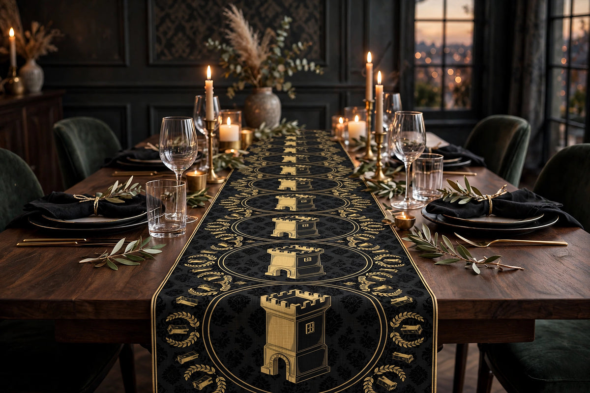 Damask Tower Table Runner — front view