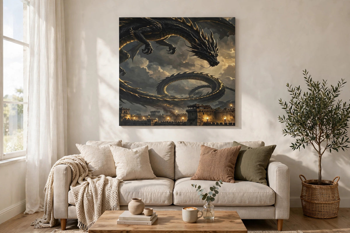 Dragon Over the Wall — Blockhouse Wall Art — lifestyle photo