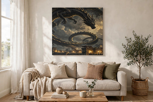Dragon Over the Wall — Blockhouse Wall Art — lifestyle photo