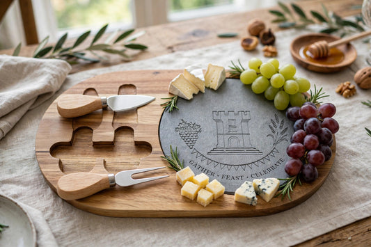 Engraved Blockhouse Charcuterie Board — Celebration Edition — lifestyle photo