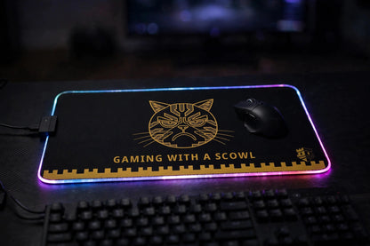Gaming with a Scowl — LED Gaming Mouse Pad — lifestyle photo