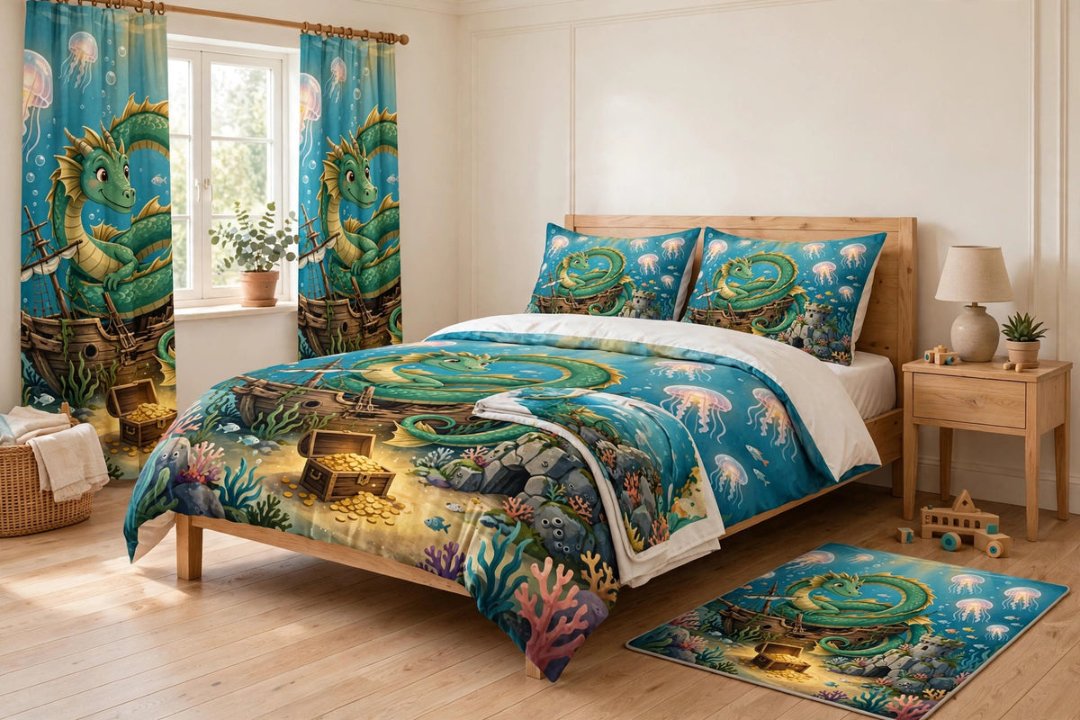 Complete bedroom set shown in a styled room