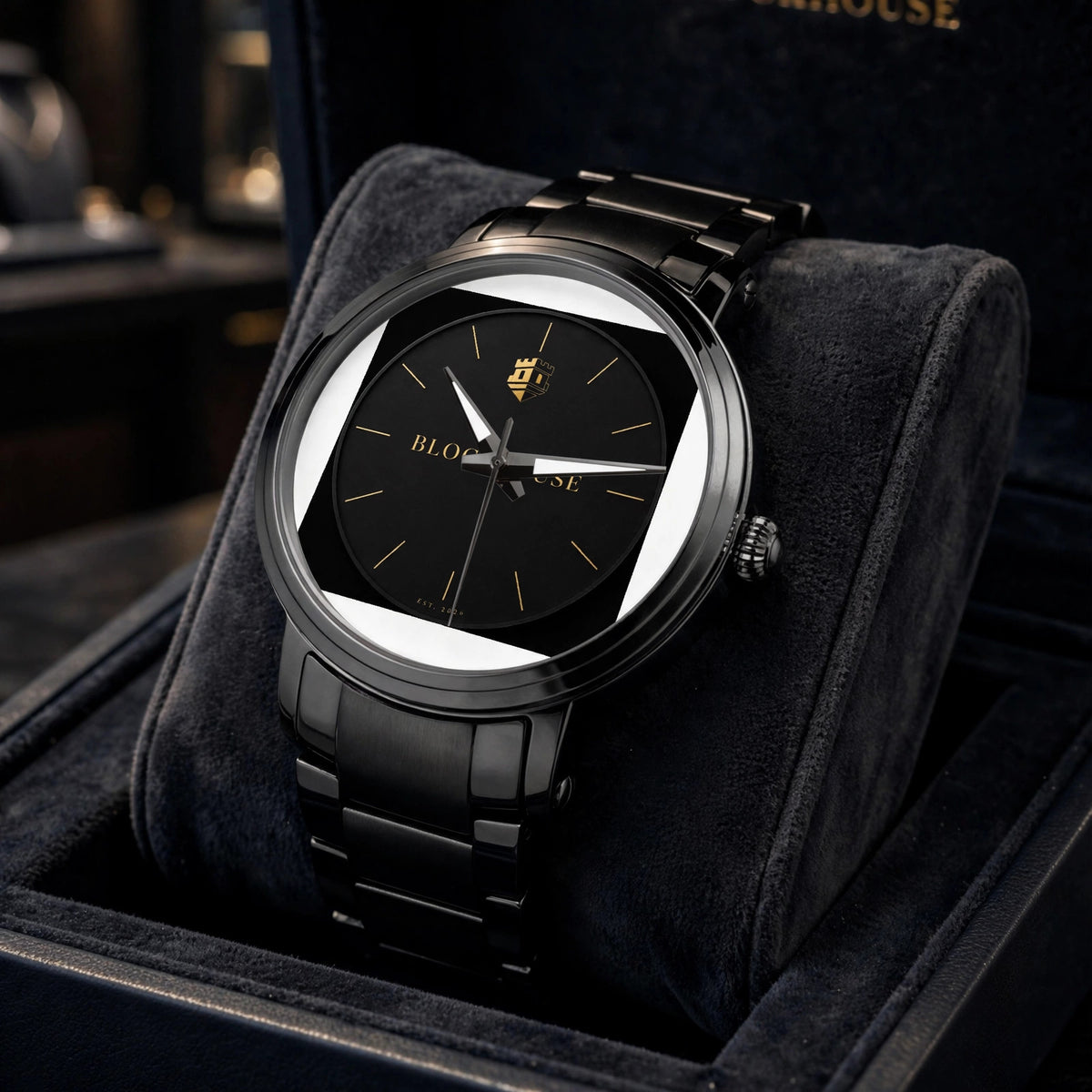 Meridian Watch — angled view in presentation case