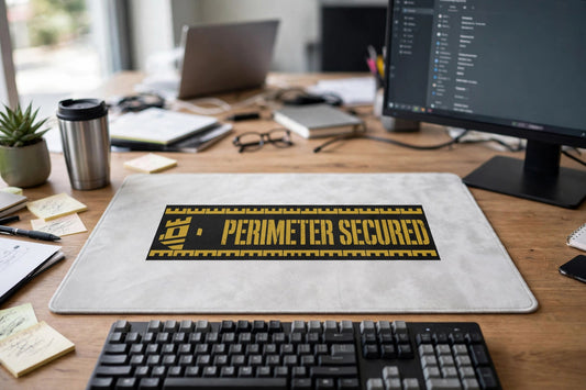 Perimeter Secured — Desk Mat — lifestyle photo