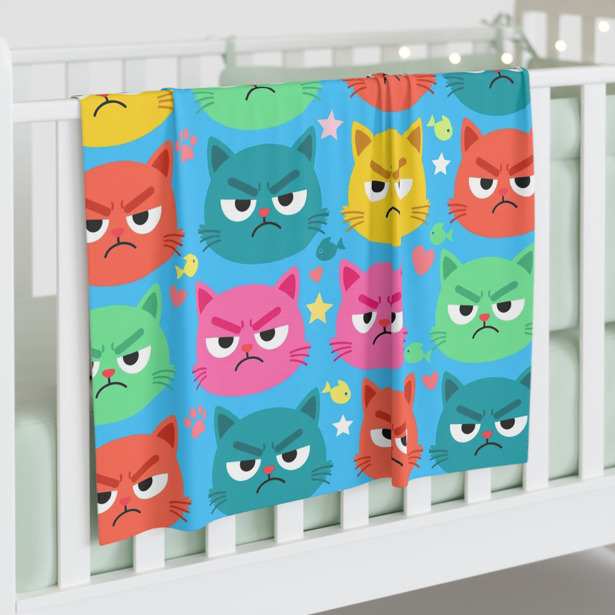 Scowl Kitty Fun Colors — Baby Swaddle Blanket — alternate view 2