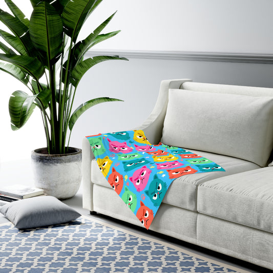 Scowl Kitty Fun Colors — Baby Swaddle Blanket — alternate view 3