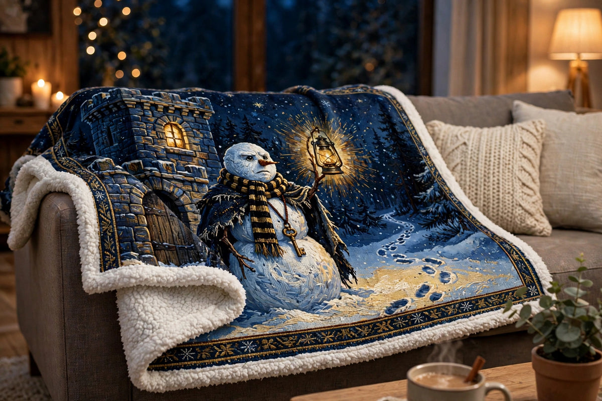 The Snowman Watchman — Sherpa Fleece Throw