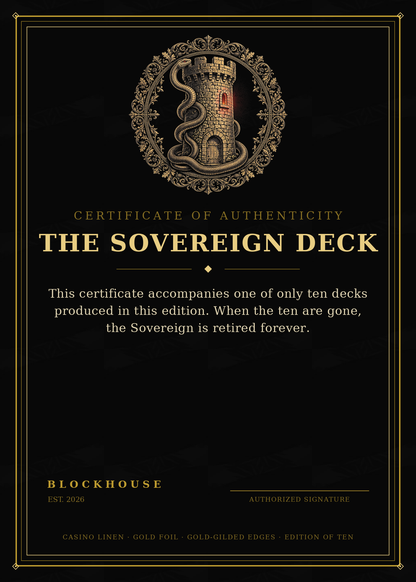 Sovereign Deck certificate card — Certificate of Authenticity, edition of ten