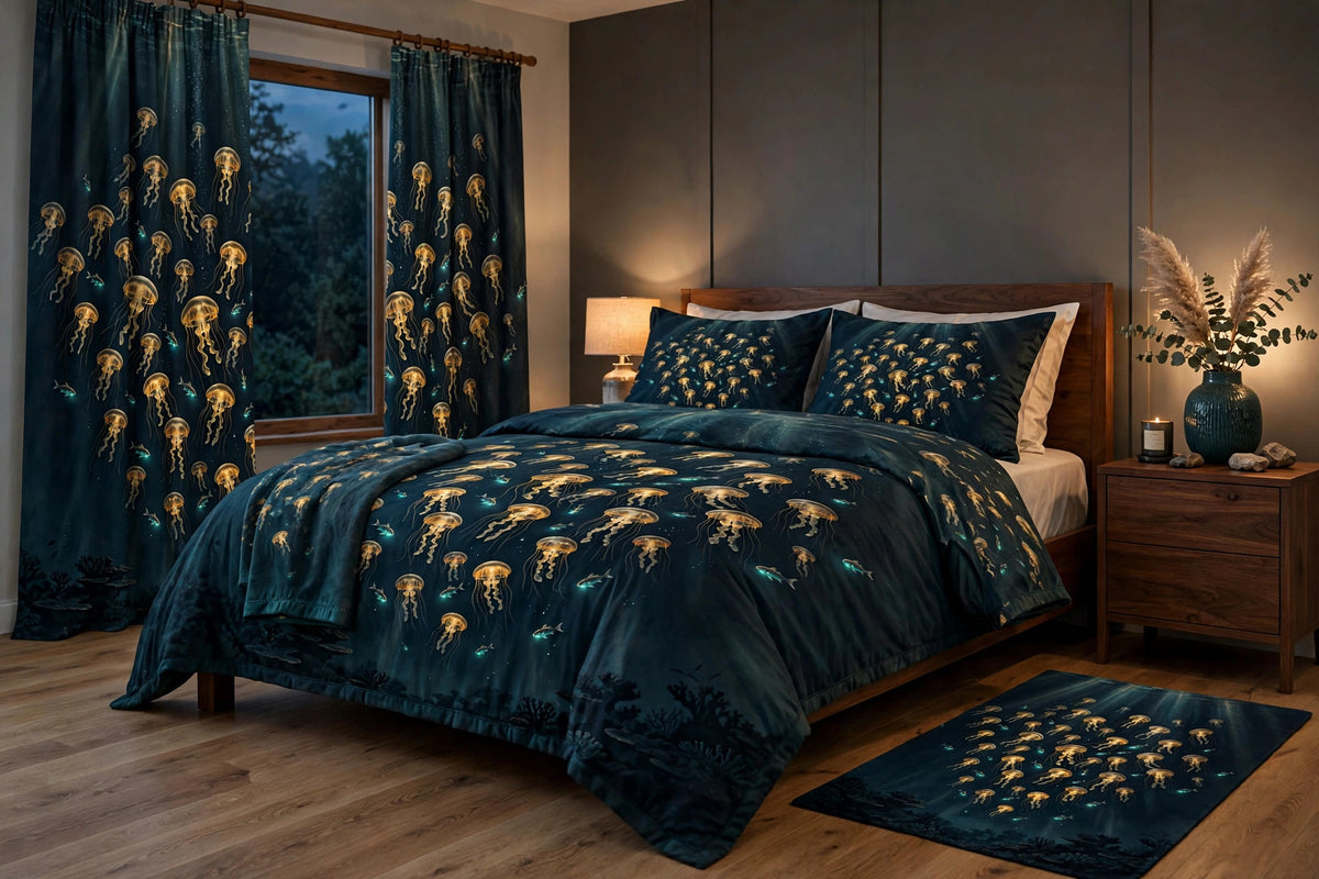 Complete bedroom set shown in a styled room