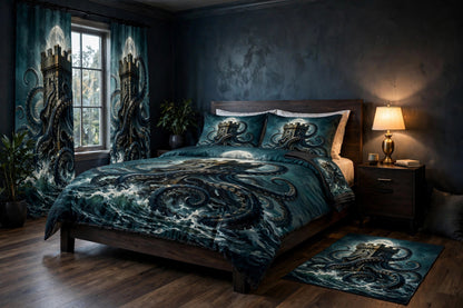 Complete bedroom set shown in a styled room