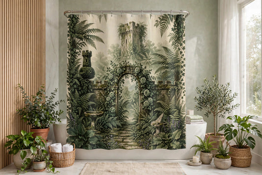 Vintage Botanical Garden — Shower Curtain — lifestyle photo