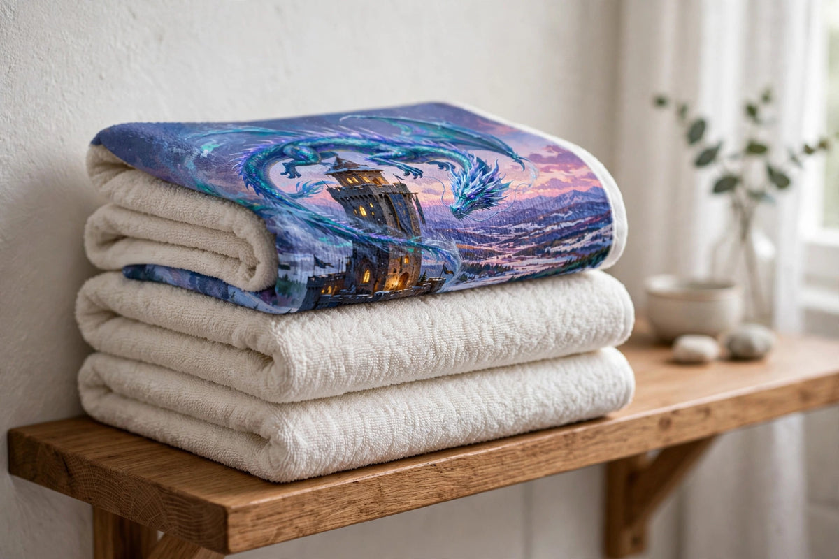 Winter 2026 — Towels (Frost Dragon) — lifestyle photo