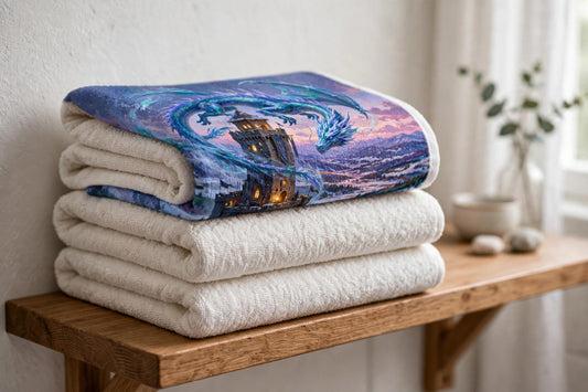 Winter 2026 — Towels (Frost Dragon) — lifestyle photo