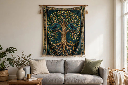Yggdrasil — Wall Tapestry — lifestyle photo